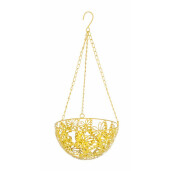 Suport ghiveci flori suspendabil metal galben 20 cm x 46 H