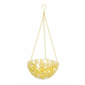 Suport ghiveci flori suspendabil metal galben 25 cm x 57H