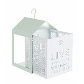 Set 2 felinare suspendabile din metal alb Armonia 11 cm x 11 cm x 20 h, 15 cm x 15 cm x 26 h