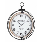 Ceas perete lemn cu rama metal negru natur Ticking 62x7x79 cm