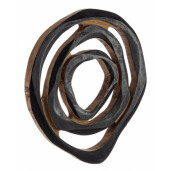 Decoratiune de perete din lemn negru si natur Lenwood Ø 70  - 75 cm x 5 cm