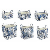 Set 6 cosuri dreptunghiulare depozitare din textil alb albastru 45 cm x 35 cm x 45 h