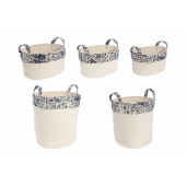 Set 5 cosuri depozitare din poliester crem si bumbac albastru ø 40 cm x 50 h