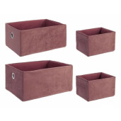 Set 4 cutii depozitare catifea roz 16x13x10 cm, 27x19x13 cm, 30x22x14 cm