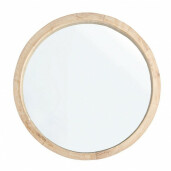 Oglinda de perete rotunda cu rama din lemn natur Tiziano 42 cm x 5 cm x 42 h