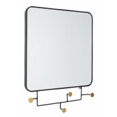 Oglinda de perete cu rama metal negru si 4 agatatori Korbit 65.5x5x51 cm