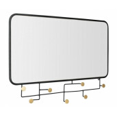 Oglinda de perete cu rama metal negru si 7 cuiere Korbit 82x5x62.5 cm