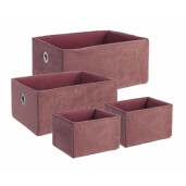 Set 4 cutii depozitare catifea roz 16x13x10 cm, 27x19x13 cm, 30x22x14 cm