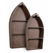 Set 2 rafturi de perete din mdf maro Boat 49 cm x 13 cm x 96.5 h