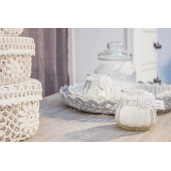 Set 6 cosuri bumbac crosetat alb 26x4 cm