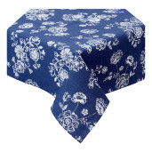 Fata de masa bumbac albastru alb Flowers 150x250 cm