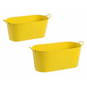 Set 8 ghivece flori zinc galben 37x16x14.5 cm,33x14.5x13.5 cm