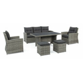 Mobilier gradina 6 piese rattan artificial gri Ariel 186.5x76x89 cm