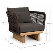 Fotoliu lemn maro textil gri antracit Xylia 76x83.5x80 cm