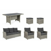 Mobilier gradina 6 piese rattan artificial gri Ariel 186.5x76x89 cm
