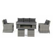 Mobilier gradina 6 piese rattan artificial gri Ariel 186.5x76x89 cm