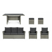 Mobilier gradina 6 piese rattan artificial gri Ariel 186.5x76x89 cm