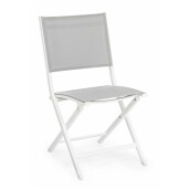 Scaun pliabil cu spatar din fier alb cu sezut gri Elin 47 cm x 57  cm x 88 h 