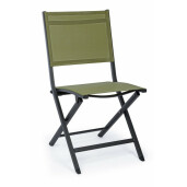 Scaun pliabil cu spatar din fier negru cu sezut verde Elin 47 cm x 57  cm x 88 h 