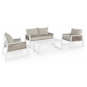 Set mobilier gradina alb bej Captiva 130x78x74.5 cm