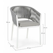 Set 4 scaune alb gri Florencia 57x60x80 cm
