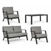 Set mobilier gradina 4 piese gri Harley 127x81.5x76 cm