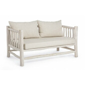 Canapea 2 locuri lemn alb patinat Sahel 140 cm x 75 cm x 78 cm x 43 h1 x 69 h2 x 69 h3