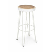 Scaun de bar cadru fier alb si sezut lemn Rakel 33x44x76 cm