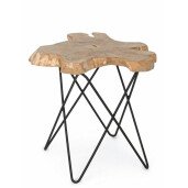 Masuta cafea picior fier alb si blat lemn Savanna 50 cm x 50 cm x 50 h