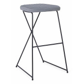 Scaun de bar picioare fier negru cu sezut catifea gri Kinsley 40 cm x 46 cm x 76 h x 76 h1