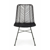 Set 2 scaune fier rattan negru Lorena 50x64x89 cm