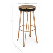 Scaun bar fier cupru lemn maro Rakel 33x44x74 cm