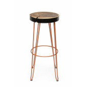 Scaun bar fier cupru lemn maro Rakel 33x44x74 cm