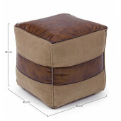 Taburet bumbac piele maro Charleston 40x40x40 cm