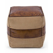 Taburet bumbac piele maro Charleston 40x40x40 cm
