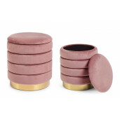 Set 2 tabureti catifea roz 36x38 cm, 40x44 cm