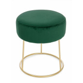 Taburet tapiterie velur verde cadru fier auriu Clarissa Ø 35 cm x 40 h