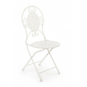Scaun fier forjat alb patinat pliabil Emily 40 cm x 40 cm x 94h