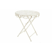 Masa fier forjat alb patinat pliabila Emily 70x75 cm