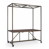 Masa cu cadru din fier maro si blat din lemn 180 cm x 90.5  cm x 220 h