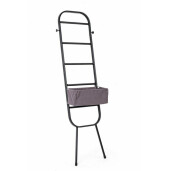 Scara decorativa fier negru cu cos depozitare textil 46 cm x 19 cm x 155 h