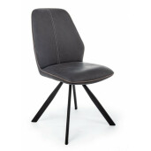 Set 4 scaune otel negru piele ecologica gri Maxwell 44x62x88 cm