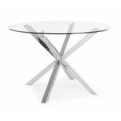 Masa rotunda cu picioare inox si blat sticla May Ø 114 cm x 76 h