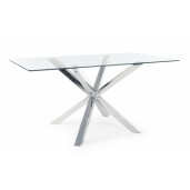 Masa cu picioare inox si blat sticla May 160 cm x 90 cm x 76 h