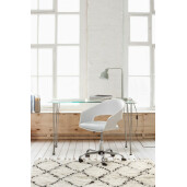 Birou Rondo blat sticla transparenta picioare crom 120x60x74 cm