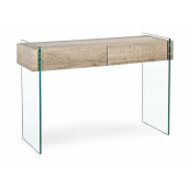 Consola cadru sticla cu polita mdf natur Kenya 110 cm x 40 cm x 75 h