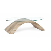 Masuta cafea picior mdf natur cu blat sticla Kenya 110 cm x 60 cm x 33 h 