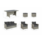 Mobilier gradina 6 piese rattan artificial gri Ariel 186.5x76x89 cm