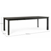 Masa extensibila aluminiu gri antracit Konnor 160/240x100x76 cm