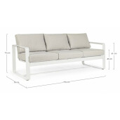 Canapea alba bej Merrrigan 194x78x84 cm